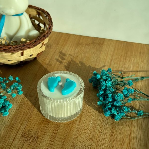 It's a Boy Baby Feet Candle Favor side
