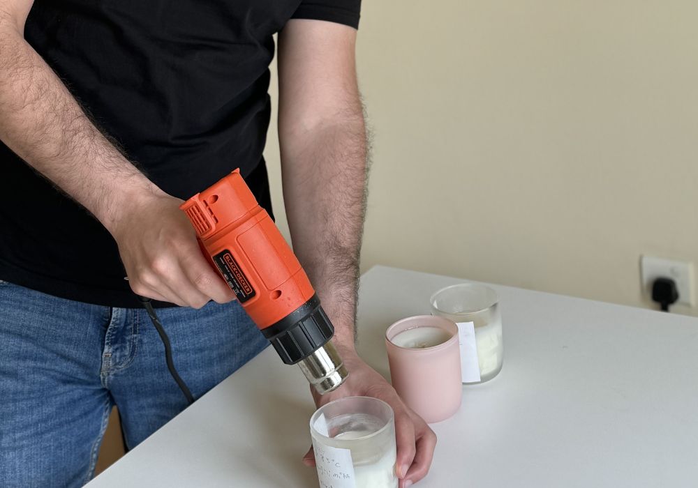 Fixing a candle tunnel by using the heat gun